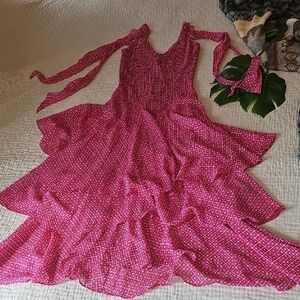 Express Celia Birtwell Pink Dot Silk Maxi Dress